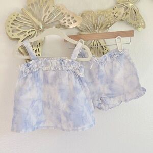 ☁️ Zara Linen Baby Blue & White Matching Set